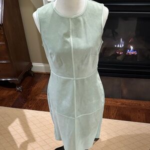 Mint green suede front/ jersey back sheath dress